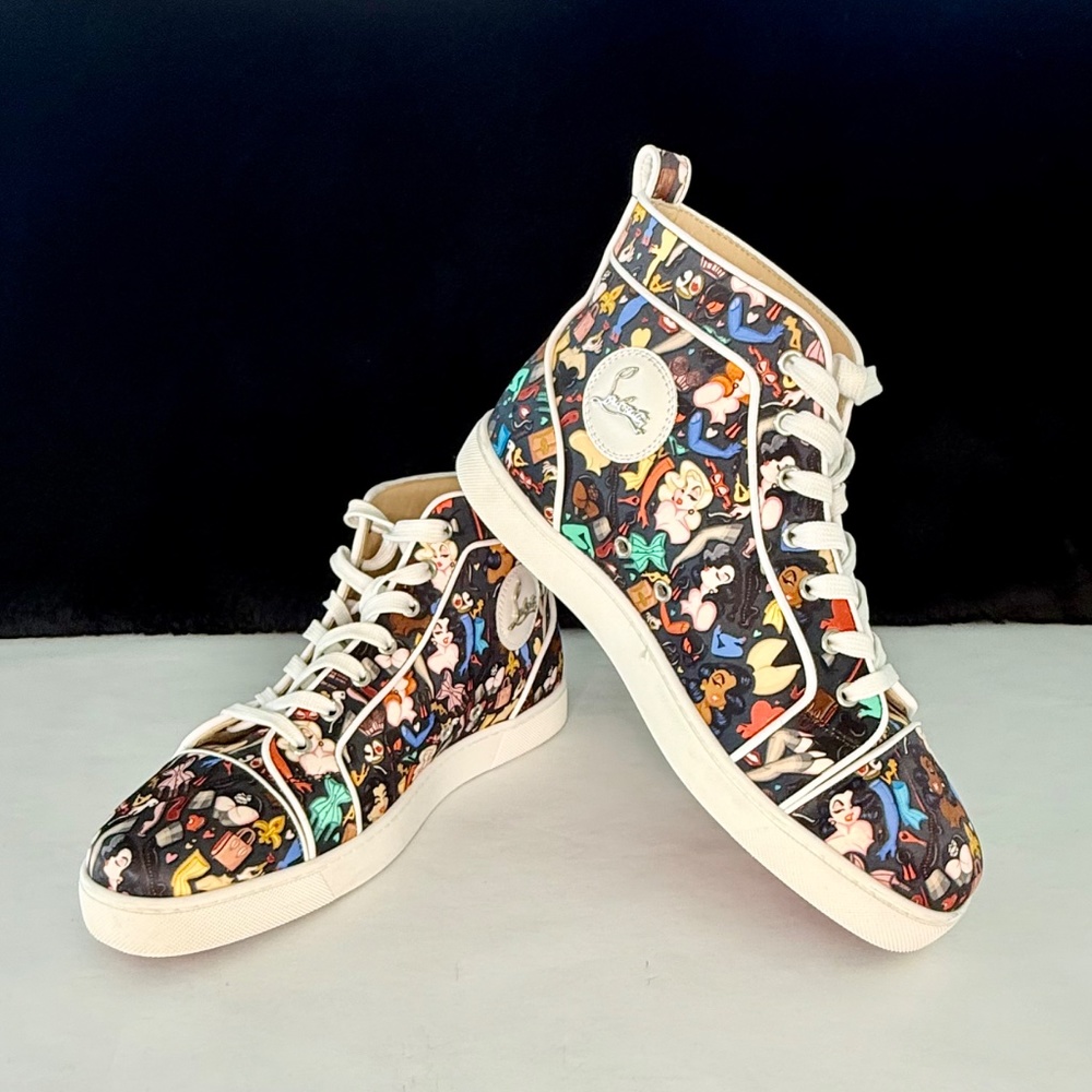 Christian Louboutin Louis Orlato Dr Bored Crepe Satin Hi-Top Sneakers Black 43